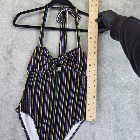 Out From Under Bodysuit Womens Small Multicolor Striped Halter Urban Outfitters - Picture 5 of 10